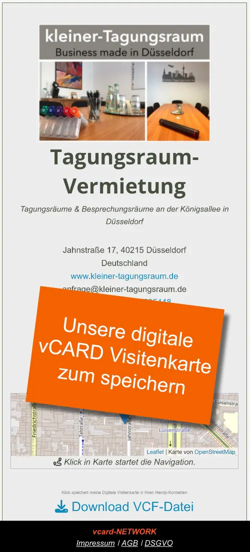 Kleine Tagungsraumvermietung in Düsseldorf Zentrum